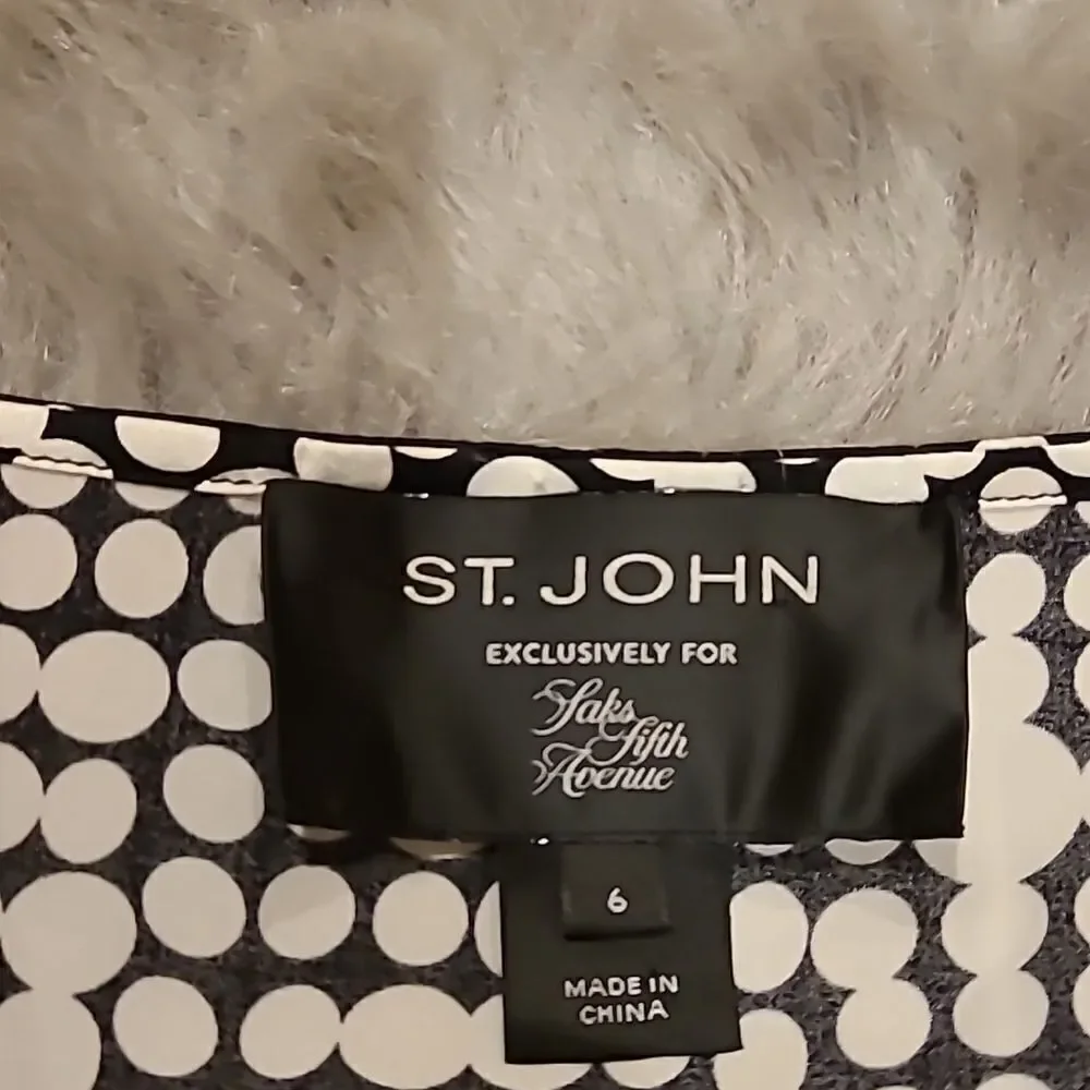 St‎ john womens black and white polka dot silk dressy tank top size 6